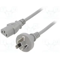 Cable 3X1Mm2 As/Nzs 3112 I plug,IEC C13 female Pvc 1M grey  Sn27-3/10/1Gy