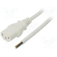 Cable 3X1Mm2 Iec C13 female,wires Pvc 1M white 10A 250V  Sn31-3/10/1Wh