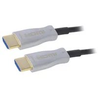 Cable Hdmi 2.0,Optical plug,both sides 10M black silver  Qoltec-50473 50473