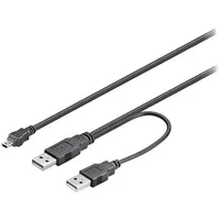 Cable Usb 2.0 A plug x2,USB B mini 600Mm black Pvc  Musb-2Usb/0.6 93587