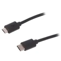 Cable Usb 3.0 B micro plug,USB C plug nickel plated 1.8M  Ak-300137-018-S