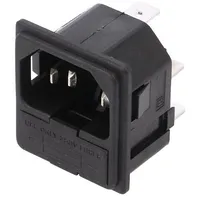 Connector Ac supply socket male 10A 250Vac Iec 60320 C14 E  Pf0011/30/63