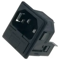 Connector Ac supply socket male 10A 250Vac Iec 60320 C14 E  Pf0033/30/63