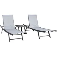 Dārza mēbeļu komplekts Ario galdiņš un 2 sauļošanās krēsli, tērauda rāmis, krāsa pelēka  13234 4741243132344