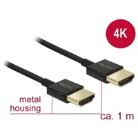 Delock Cable High Speed Hdmi with Ethernet - Hdmi-A male  3D 4K 1 m Slim Quality 84771