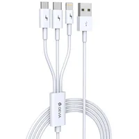 Devia cable Smart 3In1 Usb - Lightning  Usb-C microUSB 1,2 m 2A white Bra007415 6938595329975