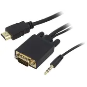 Gembird Hdmi to Vga and audio adapter cable  single port 1.8 m black A-Hdmi-Vga-03-6 8716309098021