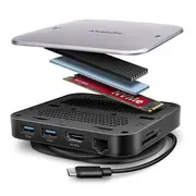 Axagon Hmc-Ufo Usb 10Gbps hub, 2X Usb-A, Usb-C, Hdmi 4K/60, Rj-45, M.2, Sd/Msd, audio, Pd  8595247908438