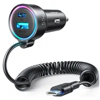Joyroom fast car charger 3 in 1 with Usb Type C cable 1.5M 55W black Jr-Cl07  6941237172860 044855