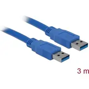 Kabelis Usb3.0 A/M-A/M tips, 3M, zils, Delock  82536 4043619825363