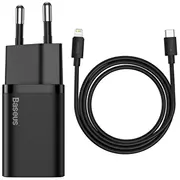 Baseus Super Si tīkla lādētājs  20W Usb-C, Lightning Usb-C uz vads komplektā melns Tzccsup-B01 6953156230057 85044030