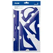Lineālu komplekts, elastīgs, zila krāsa, Milan  Mil06470