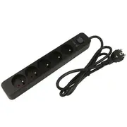 Plug socket strip protective Sockets 5 230Vac 16A black Kerg  M02516