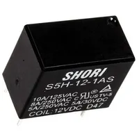 Relay electromagnetic Spst-No Ucoil 12Vdc Icontacts max 8A  S5H-12-1As