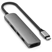 Satechi 6-W-1 Usb-C Slim Multiport Adapter Usb-C, 2X Usb-A, 4K Hdmi, czytnik kart micro/SD Szary  St-P6Sm 810086361755 Nb-Dok-Stch-040