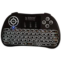 Savio Kw-02 Bezvadu Kompakta Klaviatūra Pc / Ps4 Xbox Smart Tv Android  Touchpad Melna Ar Apgaismojumu 5901986044055