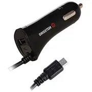 Swissten Premium Auto Lādētājs Usb  2.4A un Micro vads 60 cm Melns Sw-Cch-Du2.4A-B 8595217440579