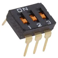 Switch Dip-Switch Poles number 3 On-Off 0.025A/24Vdc Pos 2  A6T-3101