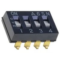 Switch Dip-Switch Poles number 4 On-Off 0.025A/24Vdc Pos 2  A6Sn-4101