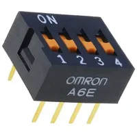 Switch Dip-Switch Poles number 4 On-Off 0.025A/24Vdc Pos 2  A6E-4101 A6E-4101-N