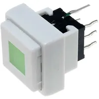Switch keypad Pos 2 Dpdt 0.1A/30Vdc white Led green Tht 1.5N  Pb6135Fal-3 Pb6135Al-3
