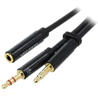 2X 3.5Mm Male to 4-Pole Female Audio Cable 0.3M Vention Bbtby Black  6922794738959 056454