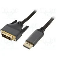Cable Displayport plug,DVI-D 241 plug textile 1.8M black  Cc-Dpm-Dvim-4K-6