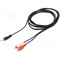 Cable Jack 3.5Mm plug,RCA plug x2 1.5M black Pvc  Cv212-1.5