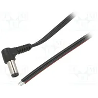 Cable 2X0.75Mm2 wires,DC 5,5/2,5 plug angled black 1.5M  A25-Tt-T075-150Bk