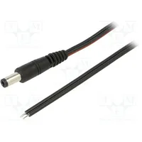 Cable 2X0.75Mm2 wires,DC 5,5/2,5 plug straight black 1.5M  P25-Tt-T075-150Bk