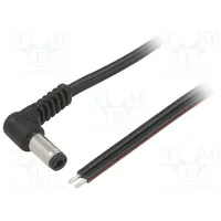 Cable 2X0.75Mm2 wires,DC 5,5/2,1 plug angled black 1.5M  A21-Tt-T075-150Bk