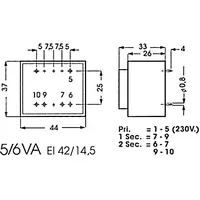 Encapsulated Transformer 5Va 1 x 7.5V / 0.667A  1070050M 5410329242961