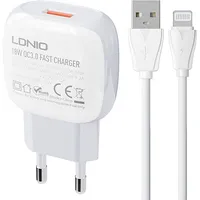 Wall charger  Ldnio A1306Q 18W Lightning cable 5905316141544 042553