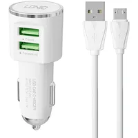 Ldnio Dl-C29 car charger, 2X Usb, 3.4A  Micro Usb cable White 5905316142732 042830