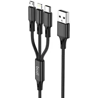 Budi 3In1 Usb to Usb-C  Lightning Micro Cable 1M Black 203A8B 6971536926031 050650
