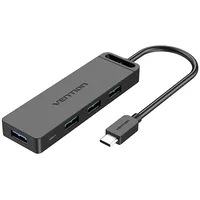 Usb-C 3.0 Hub to 4 Ports with Power Adapter Vention Tgkbd 0.5M Black Abs  6922794746749 056291