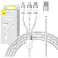 3In1 Usb cable Baseus Starspeed Series, Usb-C  Micro Lightning 3,5A, 1.2M White Caxs000002 6932172622299