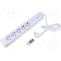 Plug socket strip supply Sockets 5 230Vac 16A white 1.5M  Lps402