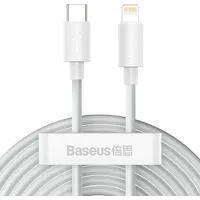 Baseus Simple Wisdom Data Cable Kit Usb-C to Lightning Pd 20W 2Pcs Set 1.5M White  Tzcatlzj-02 6953156230323