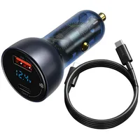 Baseus Particular Digital Display car charger with display, Usb  Usb-C, Qc3.0Pd, 5A, 65W Gray Usb-C cable 1M 100W ... 022887461444