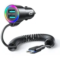 Car charger Joyroom Jr-Cl24 2Xusb, 1.5M 17W with Type-C cable black  1-6956116755935 6956116755935