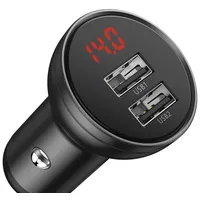 Baseus car charger with display, 2X Usb, 4.8A, 24W Gray  021092273877