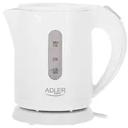 Adler  Kettle Ad 1371W Electric 850 W 0.8 L Stainless steel/Polypropylene 360 rotational base White 1371 white 5903887809207