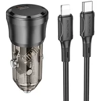 Borofone Car charger Bz24 Clever - Type C Qc 3.0 Pd 20W with to Lightning cable black  Ład001702 6941991106941