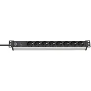 Brennenstuhl 1390007308 power extension 2 m 8 Ac outlets Indoor Black, Silver  4007123662715 Wlononwcrscp1