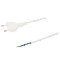 Cable 2X0.5Mm2 Cee 7/16 C plug,wires Pvc 1.5M white 2.5A  W-97135