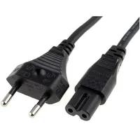Cable 2X0.75Mm2 Cee 7/16 C plug,IEC C7 female Pvc 0.5M  Sn14-2/07/0.5Bk