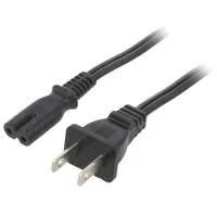 Cable 2X18Awg Iec C7 female,NEMA 1-15 A plug Pvc 1M black  Sn36-2/18/1Bk