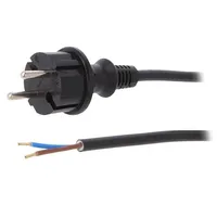 Cable 2X1.5Mm2 Cee 7/17 C plug,wires Pvc 1.5M black 16A  W-98360