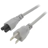 Cable 3X18Awg Iec C5 female,NEMA 5-15 B plug Pvc 1.8M grey  Sn35-3/18/1.8Gy